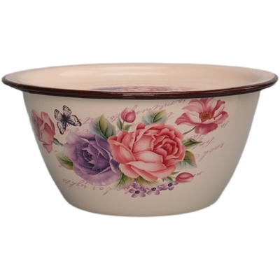 搪瓷盆家用带平盖加厚怀旧老式厨房装猪油罐瓷铁小号调料盆沙拉碗