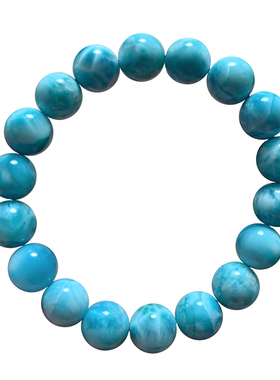 天然玉化海纹石单圈手串蓝拉利玛