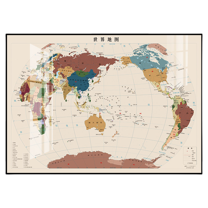 现代简约中国世界地图装饰画客厅书房办公室会议室背景墙有框画新
