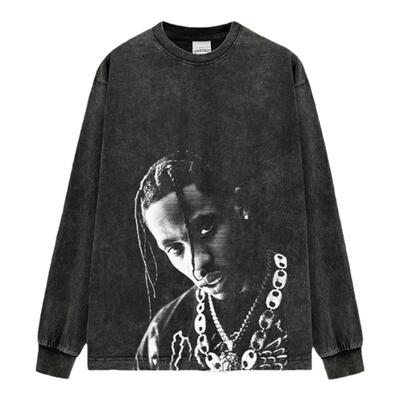 TravisScott美式嘻哈说唱长袖T恤男女hiphop潮牌重磅纯棉情侣体恤