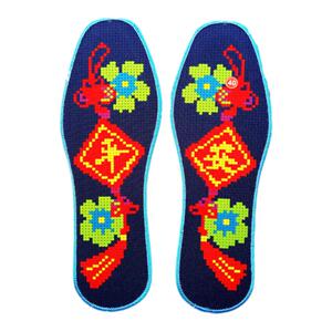 针孔线边鞋垫男吉祥福运财喜庆图案纯棉布印花十字绣送手指套平安