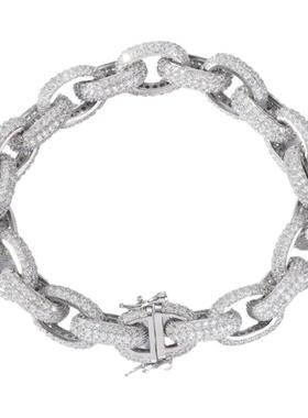 ICE BLING 11MM满钻O字链手链欧美INS小众设计嘻哈风锆石古巴手链