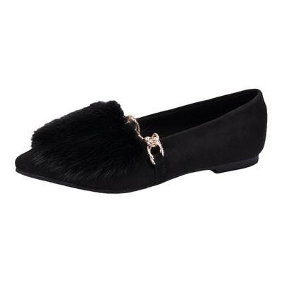 真毛貂毛棉瓢女士单鞋2025毛毛鞋