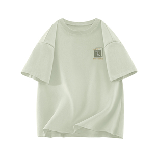 真维斯纯棉短袖t恤男款夏季绿色男士上衣2026新款宽松体恤男装L