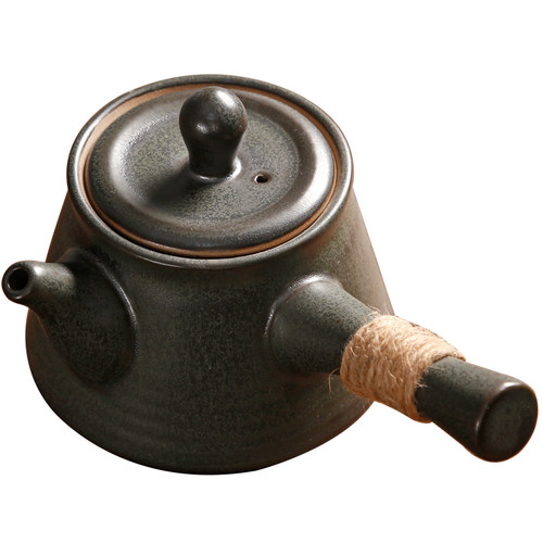 粗陶侧把壶功夫茶具家用单个茶壶小陶瓷日式煮茶炉复古手抓泡茶器