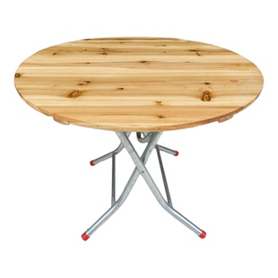 实木圆桌杉木圆台饭堂台桌折叠桌子杉木大圆桌1米1.21.31.41.51.6