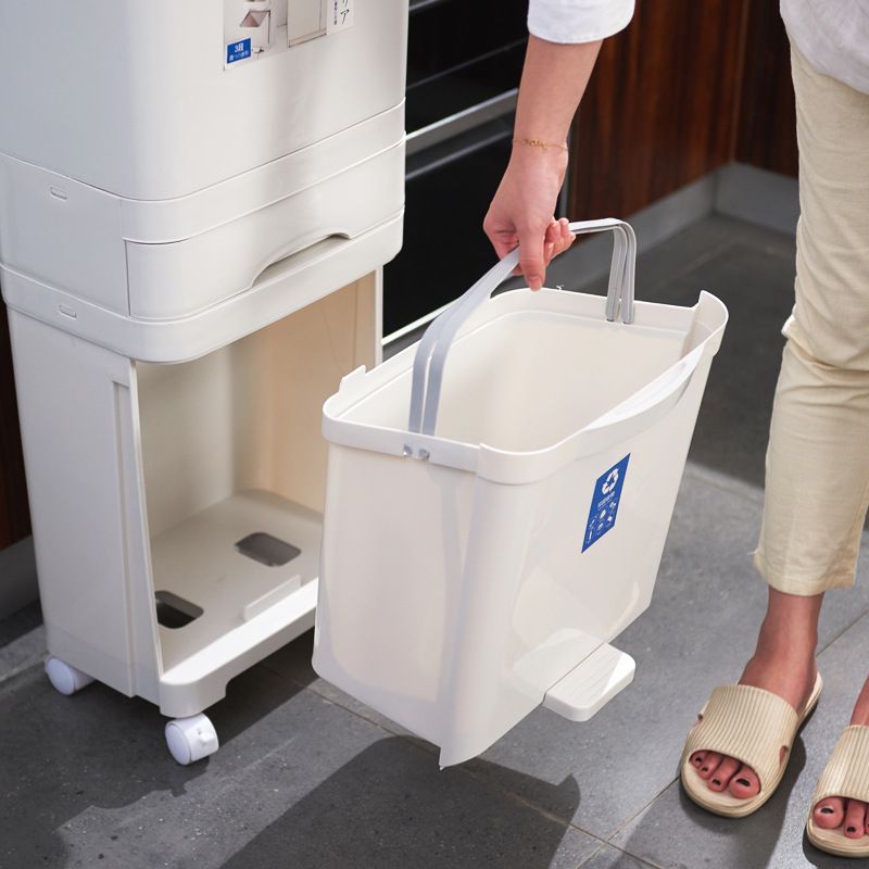 日式家用创意厨房双层分类带防臭号盖垃圾桶大分离垃圾桶干湿简约