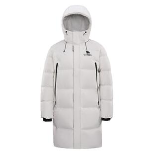 骆驼白色羽绒服女款2026冬季户外中长款外套男三防加厚鸭绒面包服