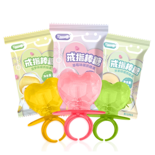 好心情纯乐仙子戒指糖儿童水果味棒棒糖心形手指糖果零食