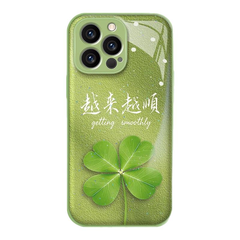 小清新越来越顺四叶草适用苹果17promax手机壳新品高级感iPhone16/15网红爆款手机壳14/13/12防摔外壳保护套