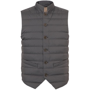VSKONNE威斯康尼男羽绒马甲深灰色纽扣背心内搭白鹅绒马夹外套男