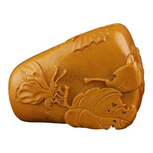 橘皮黄田黄石虫趣手件把玩天然玉石国潮风纯手工文玩收藏礼品直销