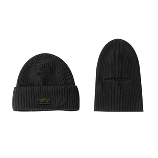 马登工装巴拉克拉法帽黑色保暖头套防风面罩针织毛线冷帽子男冬季