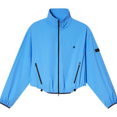 PSALTER诗篇湖蓝微皱四面弹截短式休闲外套女2025夏款