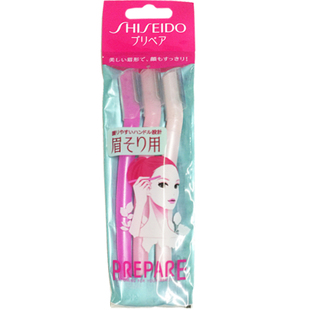 日本进口资生堂修眉刀片刮眉剃眉刀初学者专用锋利防刮伤护套3把