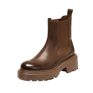 思加图冬季英伦风切尔西靴短靴厚底增高时装靴女B7313DD5