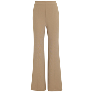 夏莫卡微喇裤高腰垂感西装裤卡其色裤子女高挑显瘦喇叭裤夏薄9575