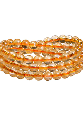 黄阿塞手串黄水晶手链6mm3圈手串