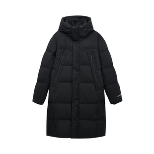 快鱼长款羽绒服男2025年冬新款时尚连帽保暖极寒加厚过膝加长外套