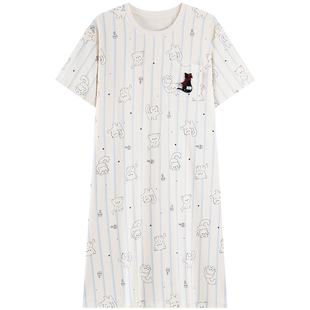 英氏青少年睡裙夏季少女短袖纯棉连衣裙子7A抑菌初中高中学生睡衣