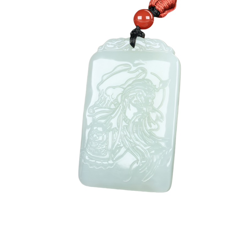 和田玉关公武财神吊坠平安护身