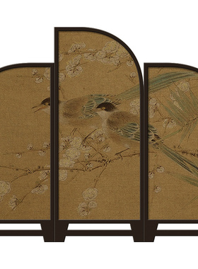 新中式桌面屏风小摆台花鸟摆件