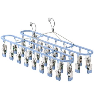 不锈钢带夹子防风衣架晒袜子架神器家用阳台挂衣无痕架子晾晒袜夹