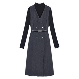 米思阳轻熟风毛呢背心裙套装2025冬季新款打底衫配裙子一整套5135