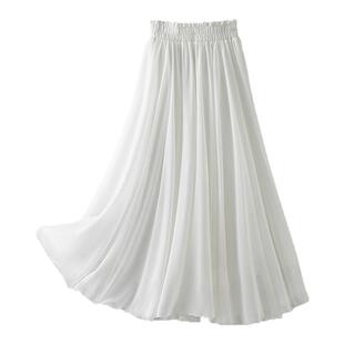 白色半身裙女2026新款夏季雪纺裙子长款小个子半裙跳舞长裙舞蹈裙