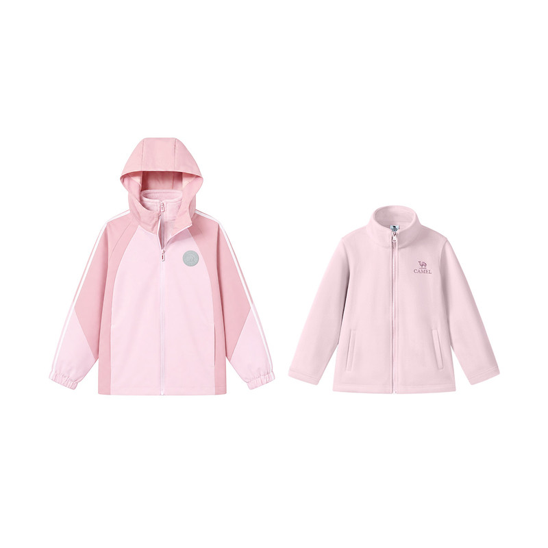 骆驼儿童户外登山服拼接拉链夹克