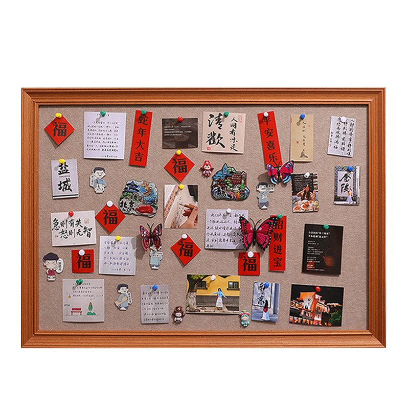 毛毡板相框实木挂墙背景照片墙展示diy画框软木留言板拍立得创意