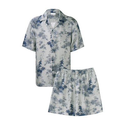 MANITO/曼尼陀New Tropical树影男士桑蚕丝短袖睡衣套装