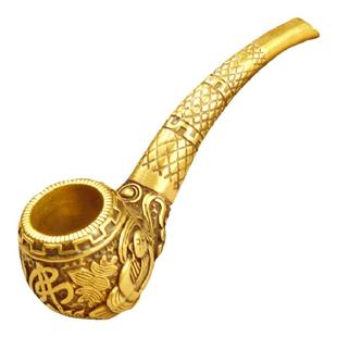 汉匠手工黄铜烟斗中国风传统老式便携雕花旱烟袋锅子烟草男士礼物