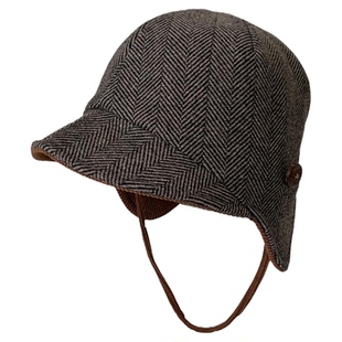 双面可戴羊毛呢雷锋帽子女秋冬日系灯芯绒保暖帽骑车护耳飞行帽男