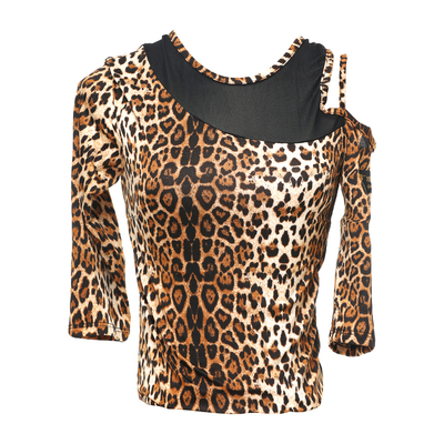 拉丁舞acedance豹纹网纱拼接