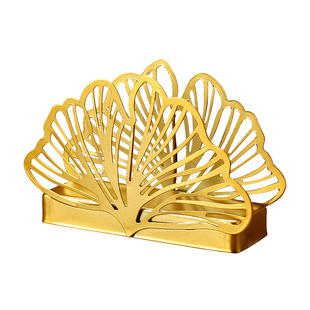 铁艺纸巾座桌面创意简约银杏叶餐巾纸巾架餐厅酒店台面压纸座商用