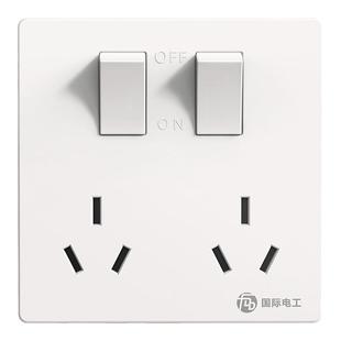 国际电工扩展二开六孔插座86型墙面固定式多孔插位多功能插座面板