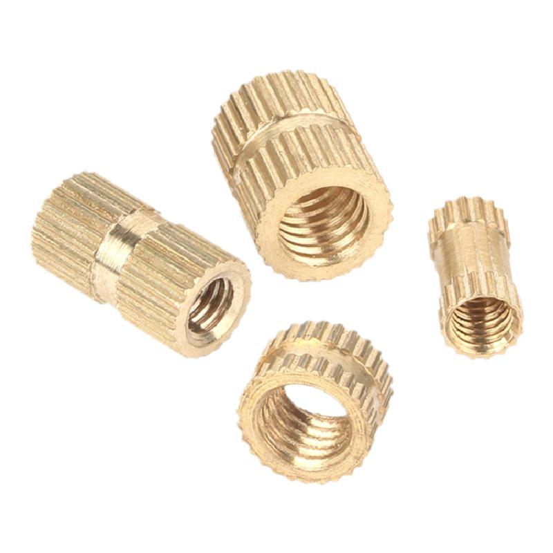 铜花母 双通圆筒滚花螺母 铜预埋件注塑预埋件铜镶嵌件M3M4M5M6