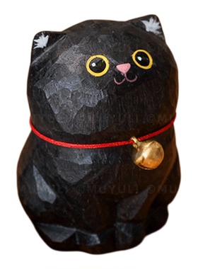 手工木雕丨孟买小黑猫摆件送女生女孩老师闺蜜圣诞节礼物生日毕业