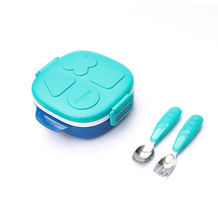 octoto奥克兔兔童趣餐盒儿童餐具套装不锈钢便携碗防摔保温饭盒