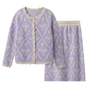 2025新款加厚纯羊绒套装裙中长款半身裙 羊绒套装女两件套高定款