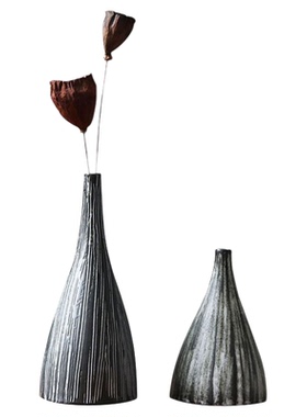 新中式禅意陶瓷小花瓶竖条纹