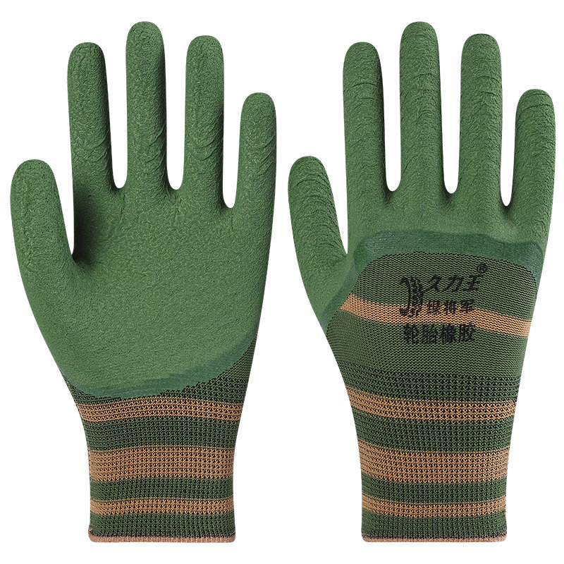 批发轮胎橡胶劳保手套工作耐磨防滑透气乳胶浸胶柔软工地建筑作业