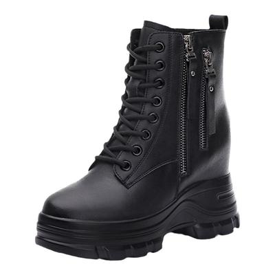 真皮小个子百搭厚底显脚小短靴靴