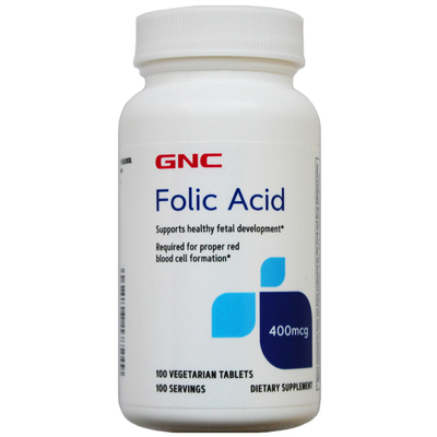 新到27年叶酸GNC400mcg100片孕女