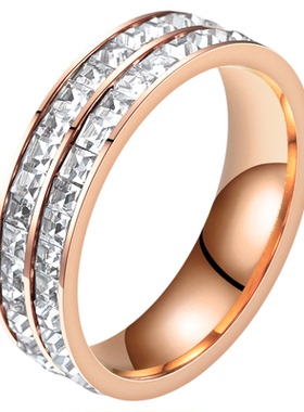 2025年欧美款小众简约方钻周圈钻满钻戒指 民族风轻奢满天星尾戒