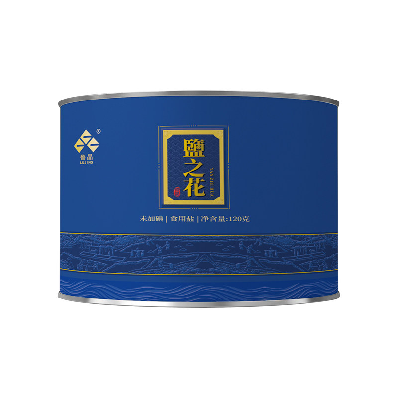 鲁晶盐之花高端西餐片盐品烘焙无碘盐不含抗结剂未加碘盐120g罐装