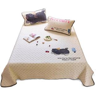 可爱卡通毛巾绣云朵棉床盖三件套榻榻米单人床盖床单学生床单床盖