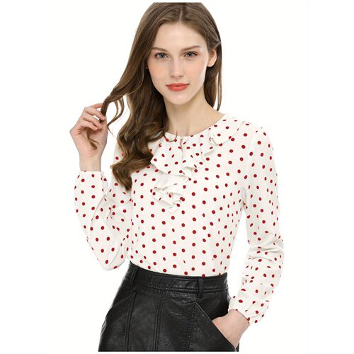 B 73713 V Neck Ruffle Sleeve Chiffon Blouse 荷叶边雪纺衫