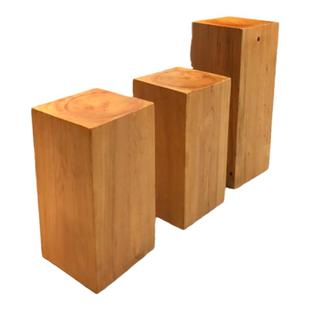 方形木墩矮凳实木凳子原木边几茶几底座树桩方墩床头柜换鞋凳摆件